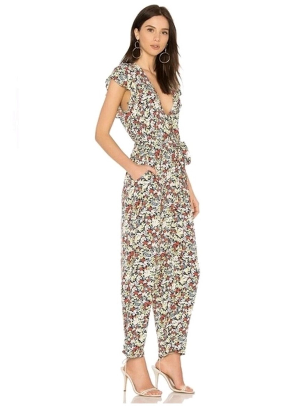 Free People Ruffle Your Feathers Printed One Piece Jumpsuit Sz S